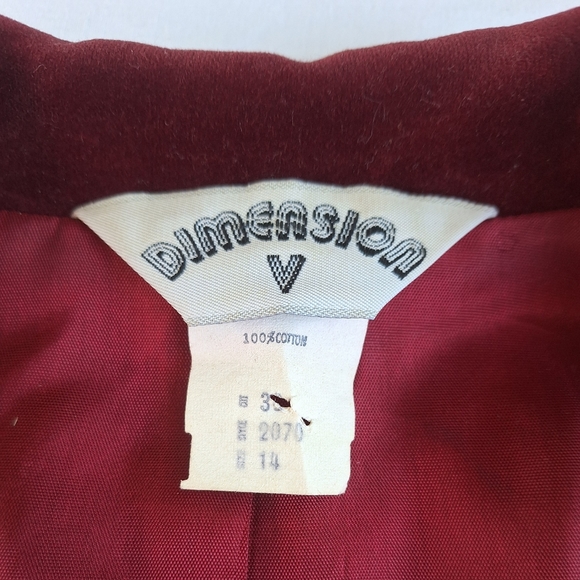 Vintage Dimension V red velvet jacket blazer size 14 - Picture 6 of 9